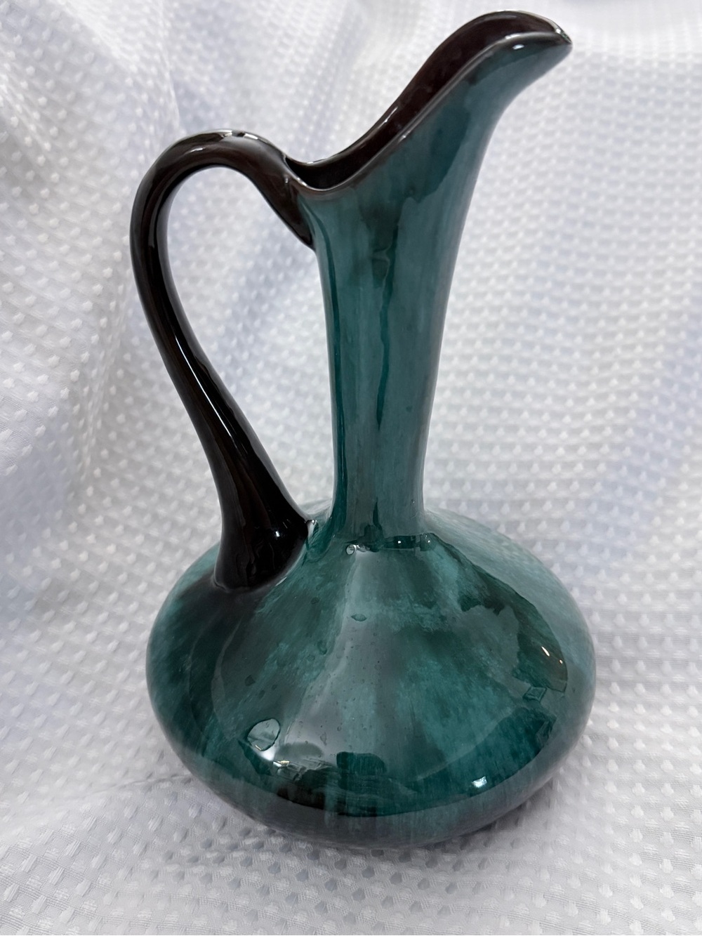 Blue Mountain Pottery Green Drip Glaze Pitcher – 10” Vintage Canadian Ceramic